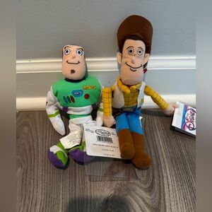 Disney Store Toy Story Mini bean Bag Plush Buzz 8” & Woody 9” NWT in Plastic